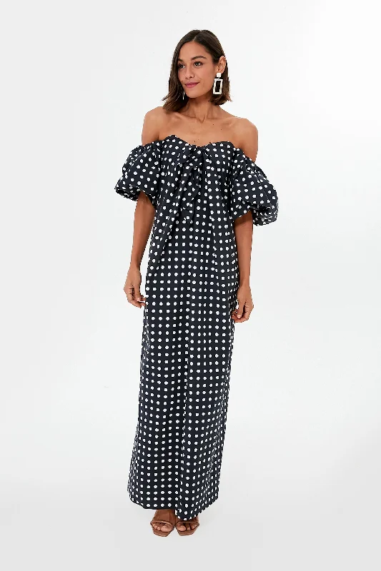 Black White Polka Dot Reyna Dress Boatneck Modish Everyday