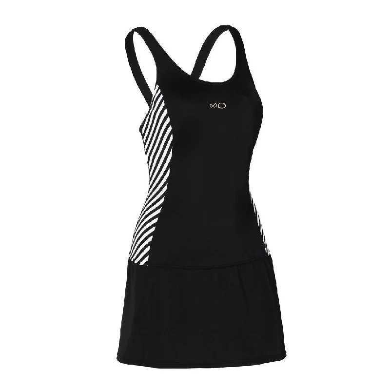 Women's Swimming One-Piece Swimsuit Vega Skirt - Twi Black Soft Beachwear Set