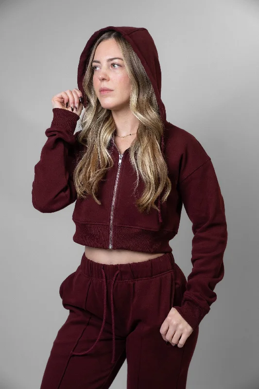 Luxury Loungewear Crop Zip Hoodie Hoodie with Turtle Neck Cozy Winter