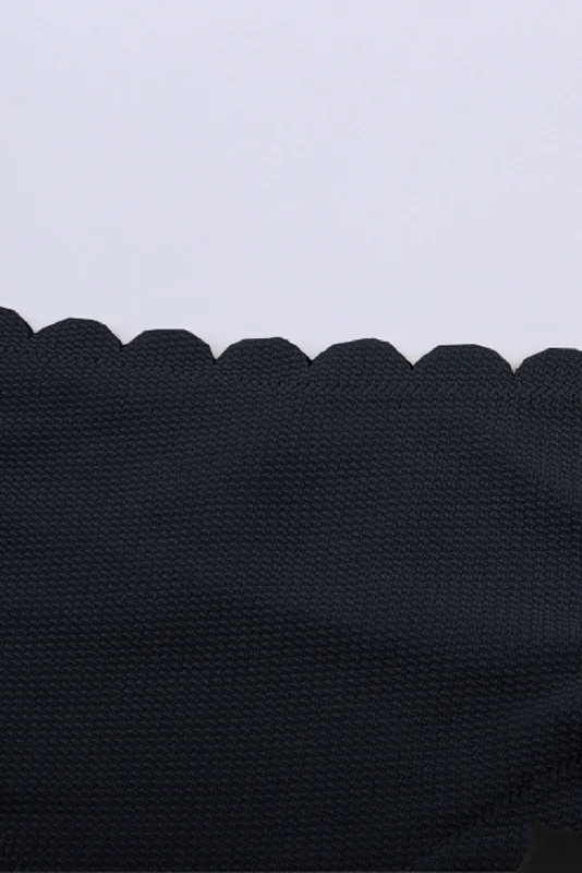 Black Swimsuit with One-Shoulder Design Push-Up Bikini Bottoms
