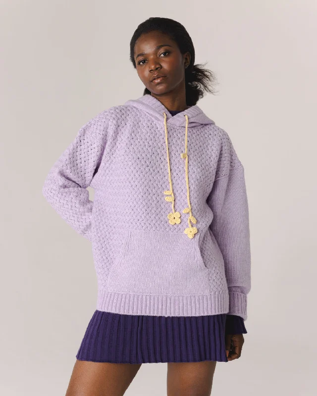 Žilvinas Merino Wool Hoodie (Lilac) Hoodie with Oversized Fit Loose Comfortable