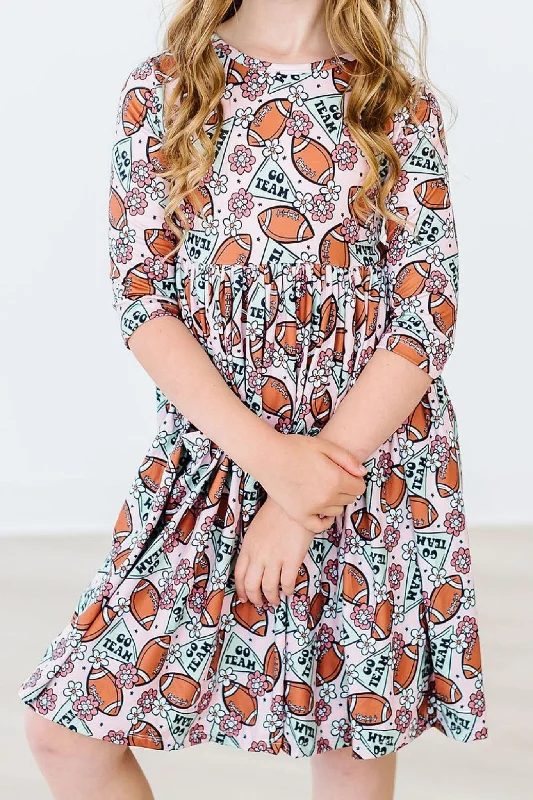 SALE Go Team 3/4 Sleeve Pocket Twirl Dress Tunics Yoga stretchy