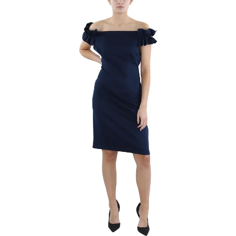Womens Above Knee Off-The-Shoulder Sheath Dress Tunics Fleece cozy