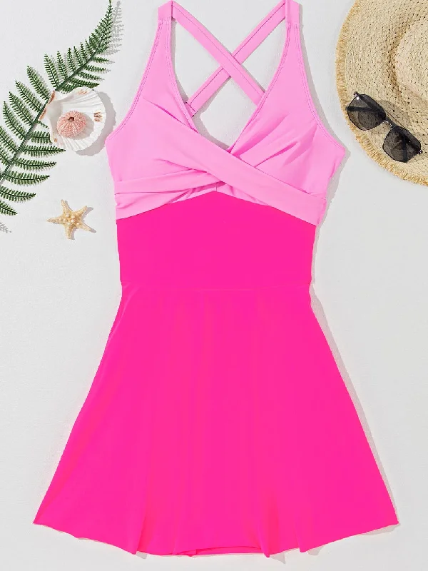 Colorblock One-Piece Swimsuit Plus-Size Bikini Set