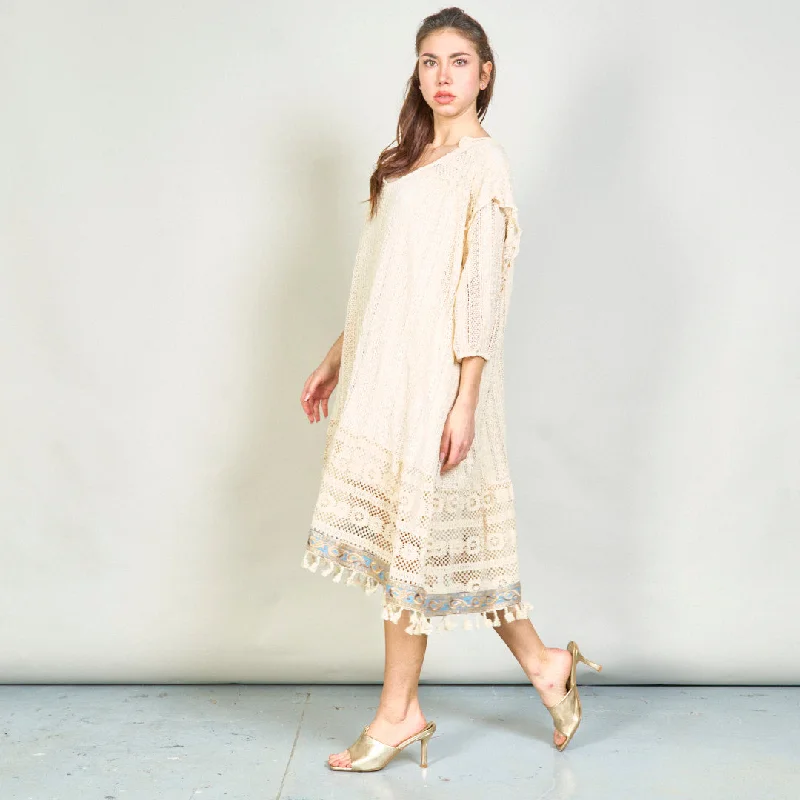 Boho lace tunic dress with tassel trim wholesale Tunics Versatile all-occasion