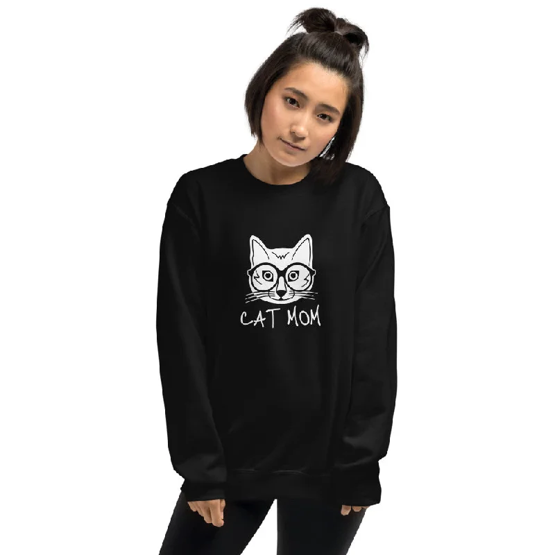Cat Mom Unisex Crew Neck Sweatshirt Hoodie with Toggle Buttons Decorative Unique
