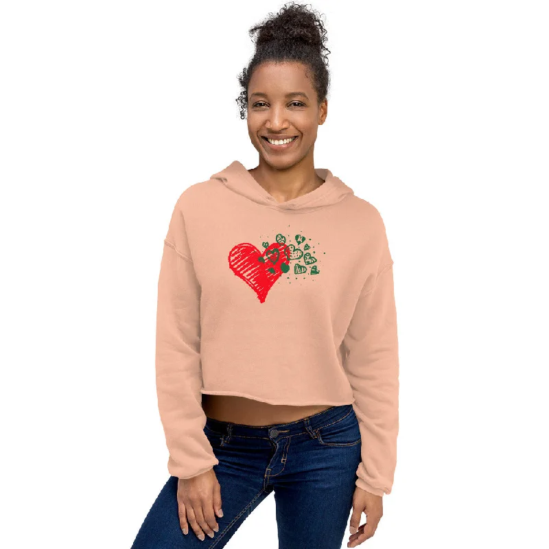 Sweetheart Hearts Women's Cropped Hoodie Hoodie with Pastel Soft Subtle
