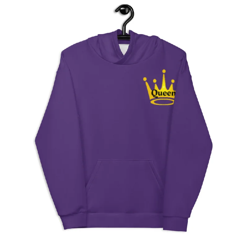 Queen Unisex Hoodie Hoodie with Exposed Zipper Edgy Industrial