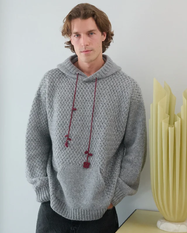 Žilvinas Merino Wool Hoodie (Fog Grey) Hoodie with Bell Sleeves Flared Feminine