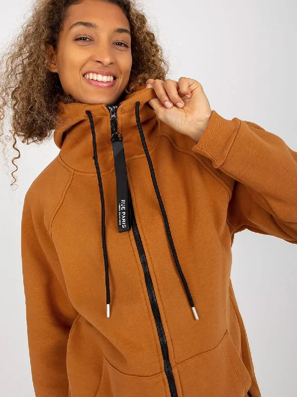 Sweatshirt Rue Paris Hoodie with Half-Zip Sporty Casual