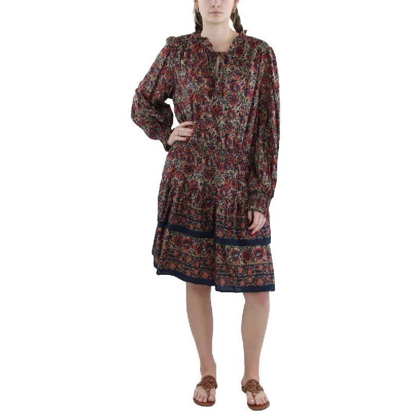 Womens Aztec Print Knee Length Babydoll Dress Tunics Handmade artisanal