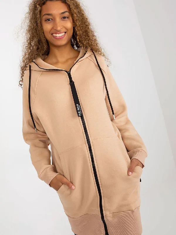 Sweatshirt Rue Paris Hoodie with Exposed Zipper Edgy Industrial
