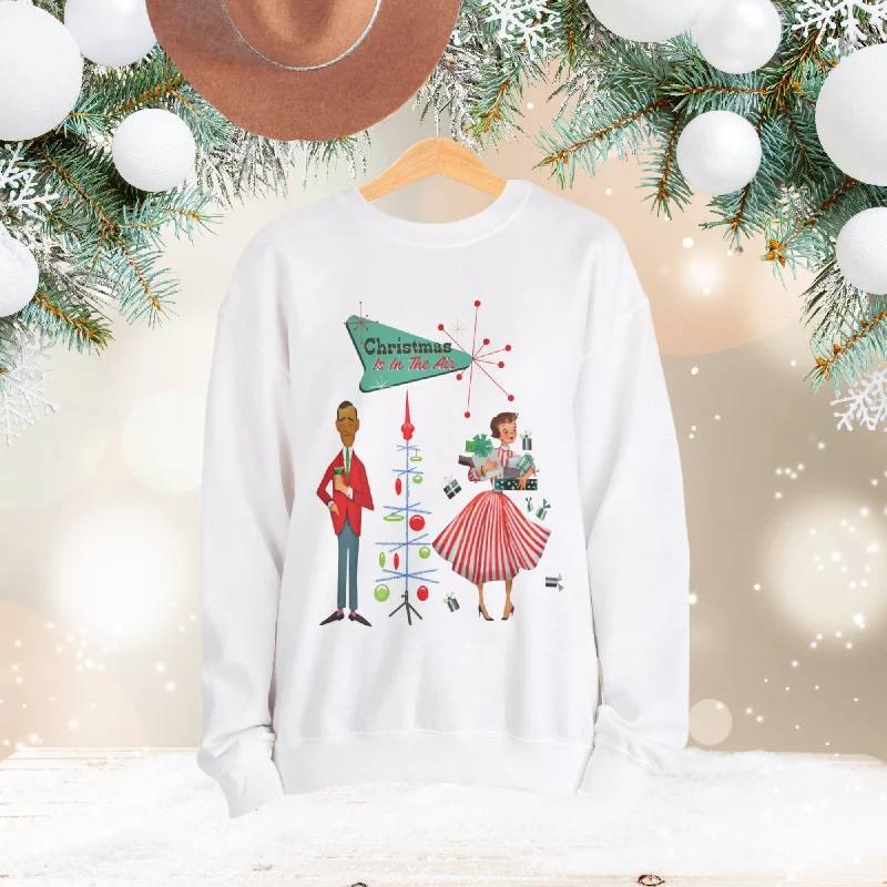 Retro 50s Kitsch Christmas Sweatshirt, Vintage Holiday Style, Mid Century Modern Atomic Unisex Heavy Blend™ Crewneck Sweatshirt Hoodie with Metallic Shiny Futuristic Retro 50s Kitsch Christmas Sweatshirt, Vintage Holiday Style, Mid Century Modern Atomic Unisex Heavy Blend™ Crewneck Sweatshirt Hoodie with Metallic Shiny Futuristic