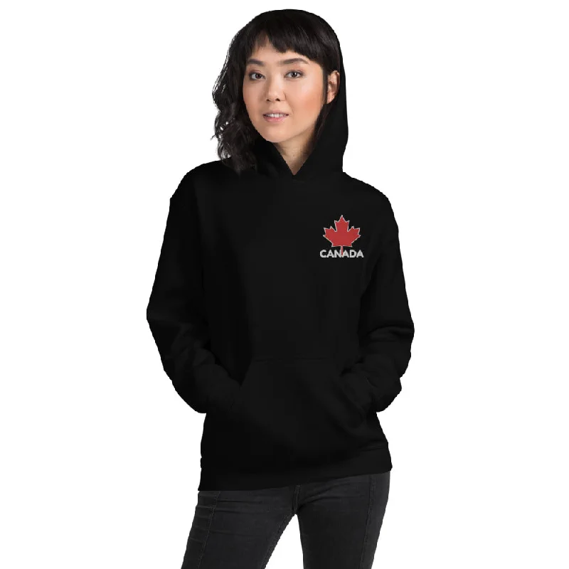 Embroidered CANADA And Maple Leaf Soft, Smooth, And Stylish Heavy Blend Unisex Hoodie Hoodie with Cuffed Sleeves Snug Secure Embroidered CANADA And Maple Leaf Soft, Smooth, And Stylish Heavy Blend Unisex Hoodie Hoodie with Cuffed Sleeves Snug Secure