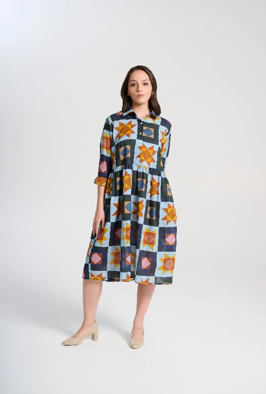 Veda Sienna Dress Long Day in Cotton Voile Tunics Mesh breathable