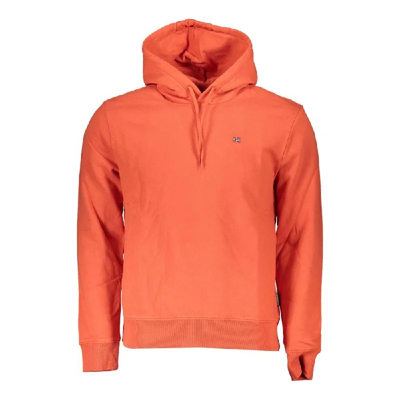 Napapijri Chic Pink Fleece Hooded Sweatshirt Hoodie with Hem Frayed Vintage Worn