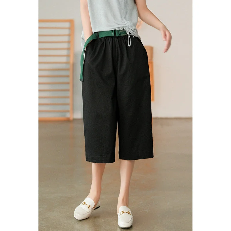 Retro Loose Wide Leg Cropped Pants Cozy Maternity Pants