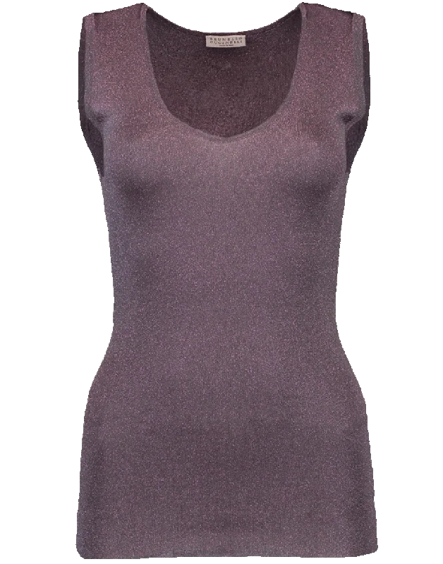 Fitted Lurex Tank metallic tank top
