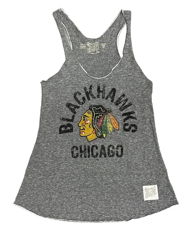 Women's Chicago Blackhawks Gray Marrow Edge Tank Top cozy tank top