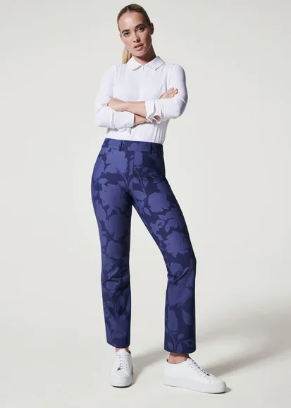 Spanx Sunshine Kick Flare Pant Floret Navy Formal Wide-Leg Pants