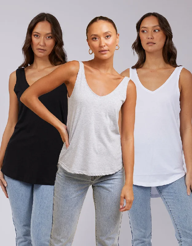 Ricky Tank 3pk Wht/Blk/Grm slim fit tank