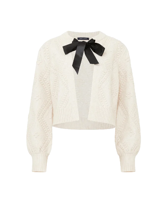 Kitty Recycled Bobble Bow Cardigan - Cream Modern Contemporary chic