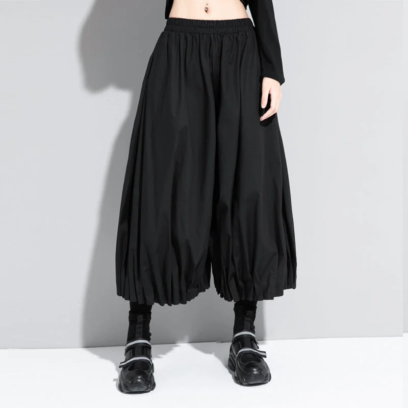 High Waist Pleated Wide Leg Pants Classic Bootcut Trousers