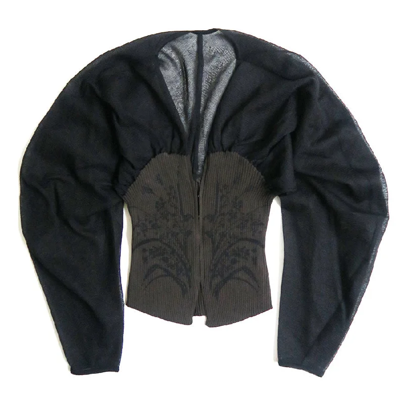 【Mame Kurogouchi/マメ】<br>Sheer Rounded Sleeve Knitted Cardigan <br>MM25SS-KN066 Terry Terry Cloth Terry Knit