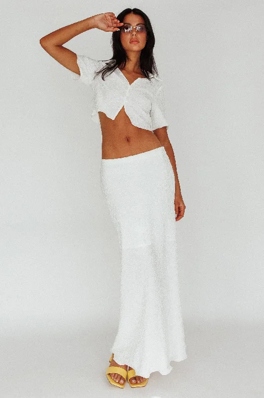 Roman Midi Skirt Textured White modal blend skirt