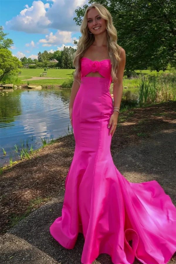 Sweetheart Mermaid Satin Pink Long Prom Dress Party Dress PSK652 Tunics Top rated