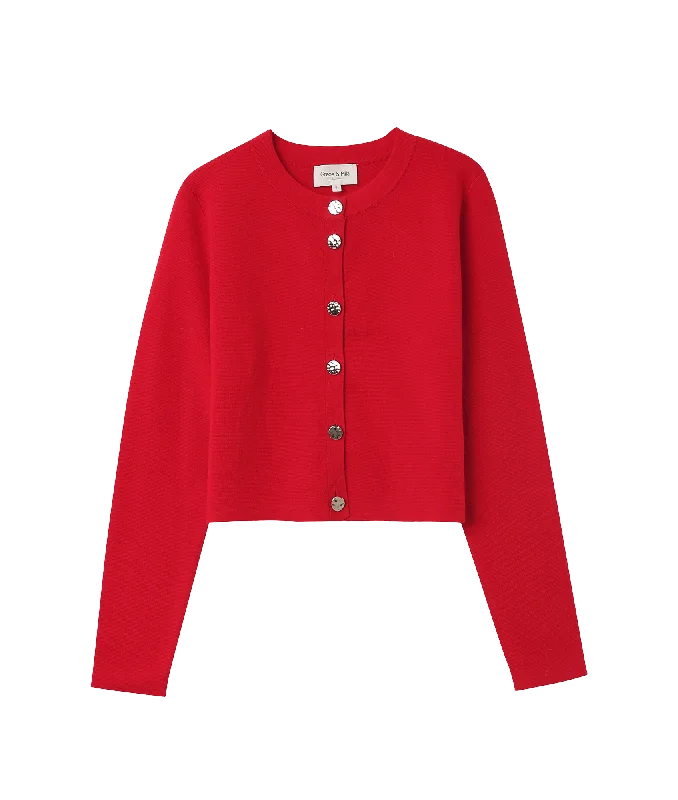 Nebel Cardigan - Red Open Front Closed Front Wrap Front