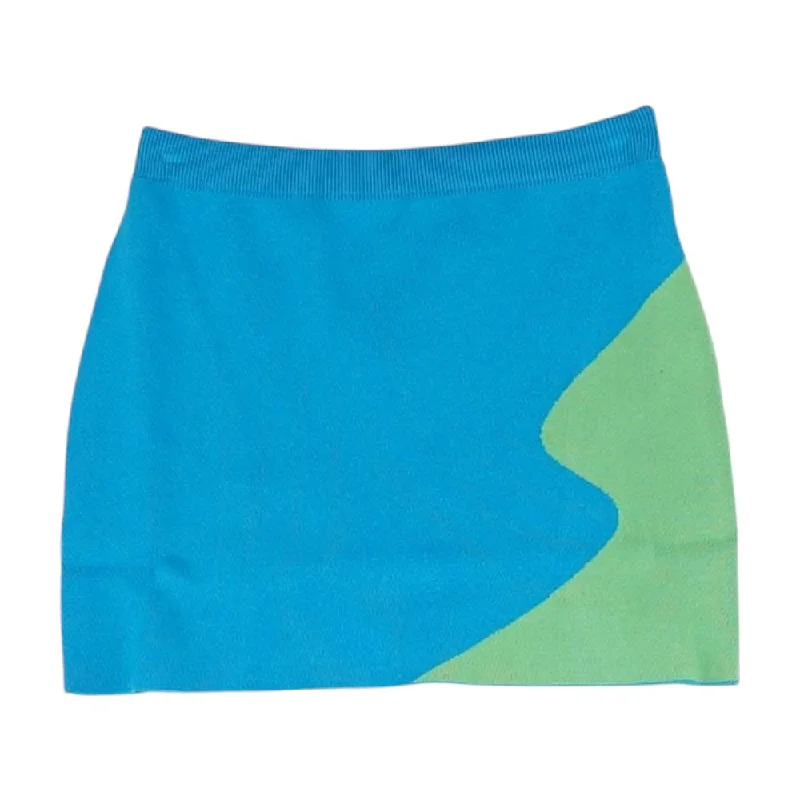 Blue Color Block Mini Skirt cashmere skirt rich
