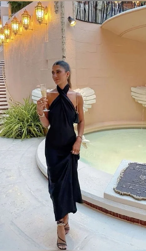 Simple Black Halter Prom Dress Formal Party Dress,DP854 Tunics Gym athletic