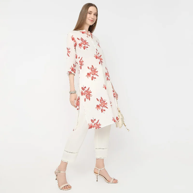 Straight Fit Ankle Length Summer Daze Pants Trendy Printed Pants