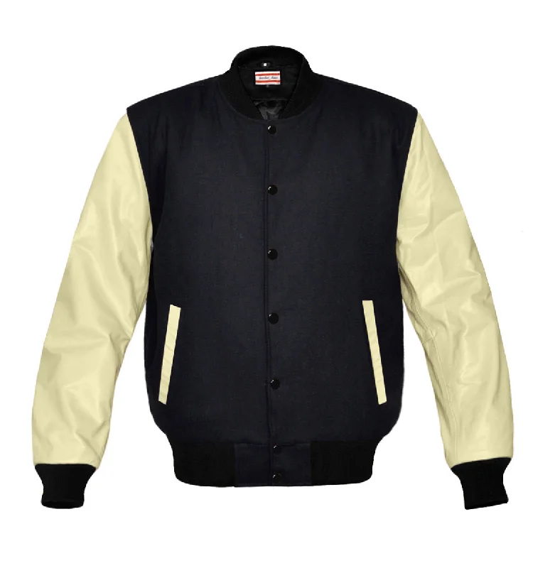 Original American Varsity Real Cream Leather Letterman College Baseball Women Wool Jackets #CRSL-BB-Bband Mesh Jacket Canvas Jacket Denim Jacket