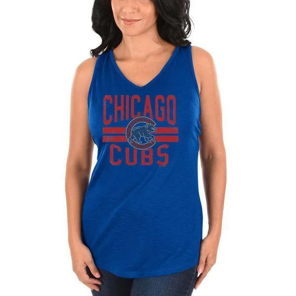 Chicago Cubs Majestic Women's Four Seamer Tank Top - Royal mesh tank top