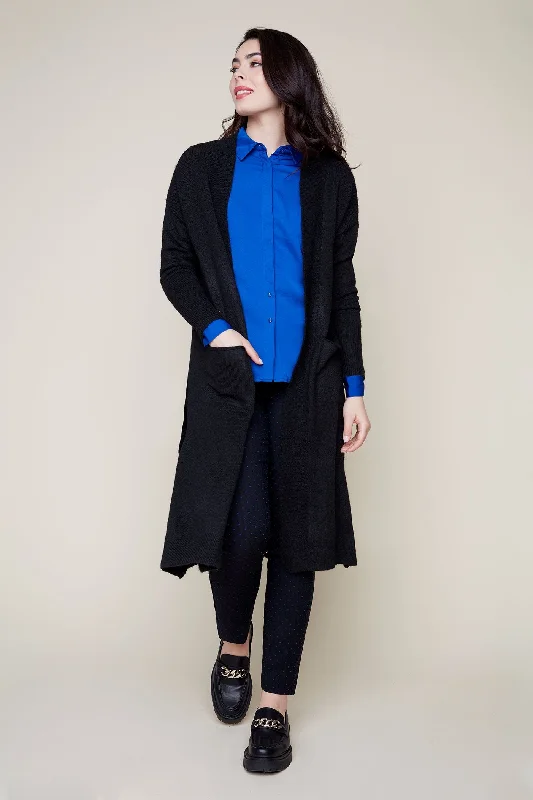 50% OFF - Renuar Long Cardigan Sweater R6903-4303-8302 Black Anti-Pilling Anti-Shrink Durable