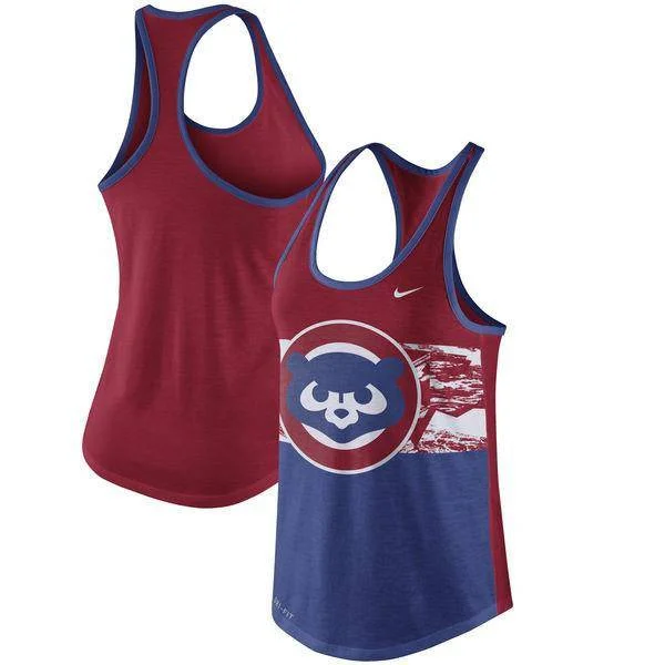 Women's Nike Chicago Cubs Cooperstown Collection Tri-Blend Racerback Performance Tank Top tie dye tank
