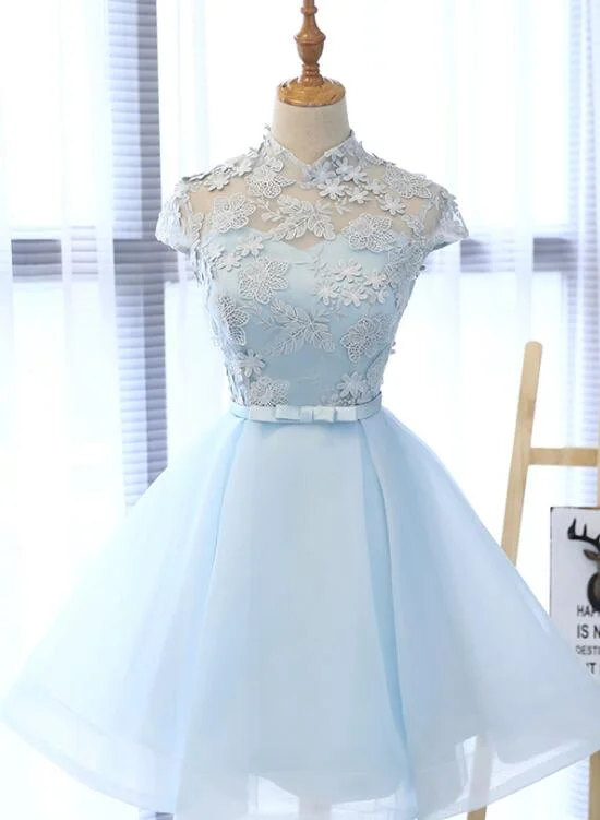 Cute Light Blue Homecoming Dress for Sale, Lovely Tulle Formal Dresses, Party Dress Tunics Gym athletic