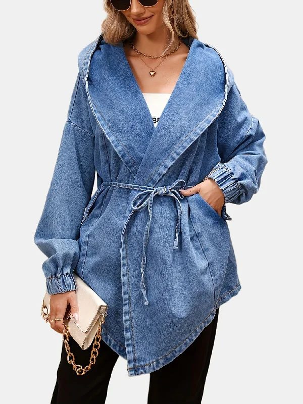 Acid Wash Denim Jacket Bomber Jacket Anorak Windbreaker