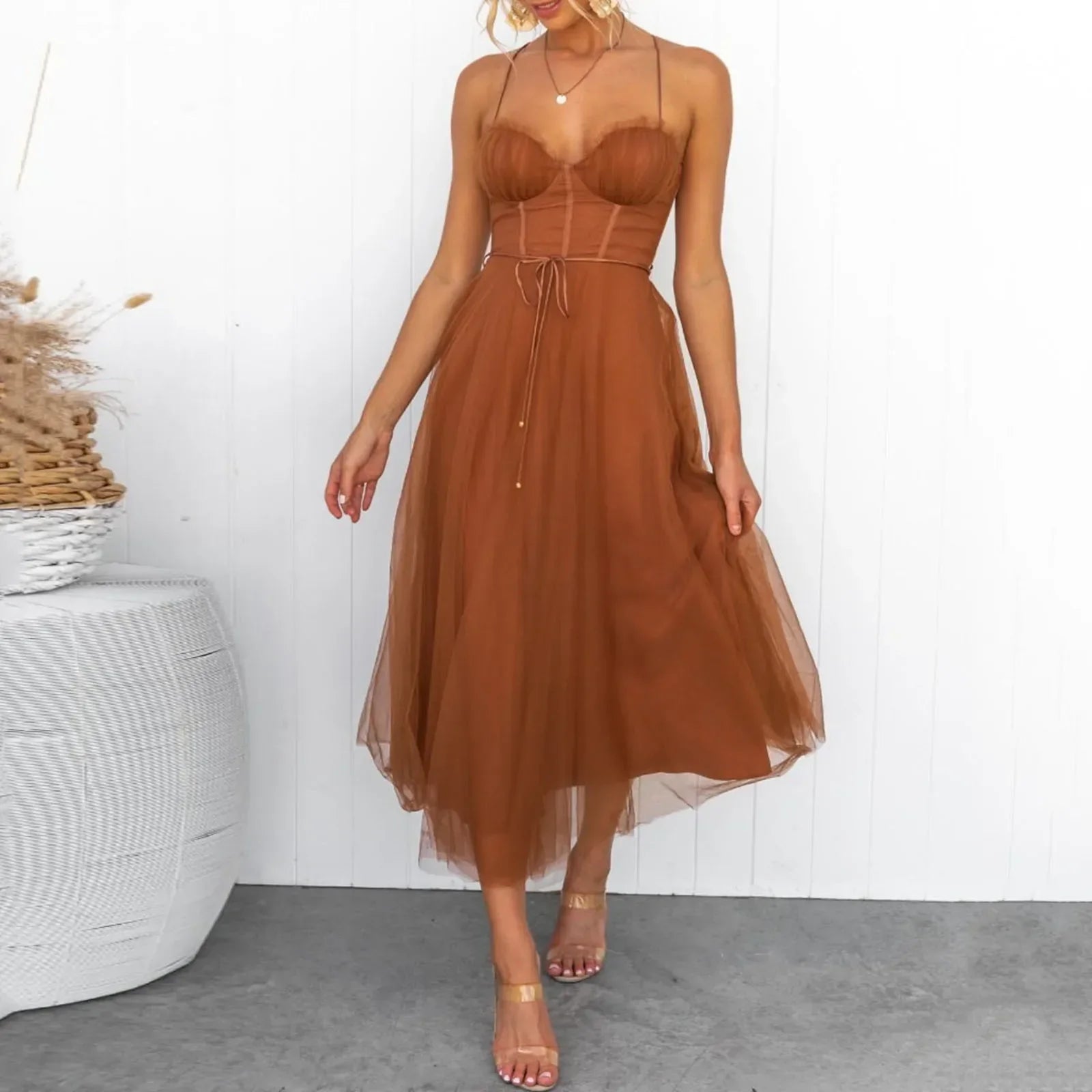 JuliaFashion-Elegant Spaghetti Strap Sexy Corset Party Dress Tunics Stylish modern