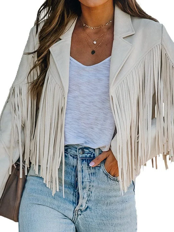 All-Season Fringe Suede Jacket Faux Fur Jacket Real Fur Jacket Shearling Jacket
