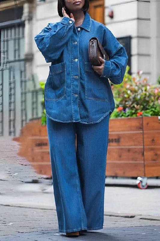 Casual Drop-shoulder Pocket Side Denim Jacket Faux Fur Jacket Real Fur Jacket Shearling Jacket
