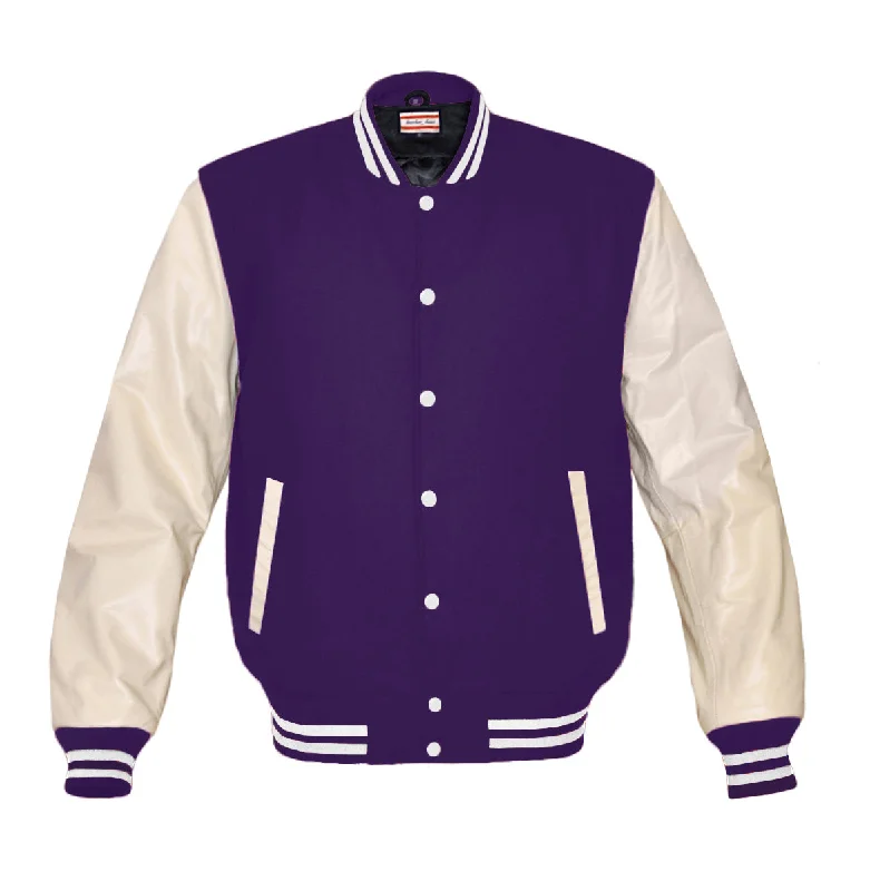 Superb Genuine Cream Leather Sleeve Letterman College Varsity Women Wool Jackets #CRSL-WSTR-WB Snapped Jacket Toggled Jacket Drawstring Jacket