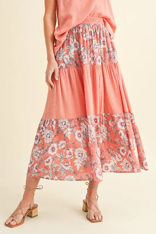 Floral Print Skirt velvet skirt glossy
