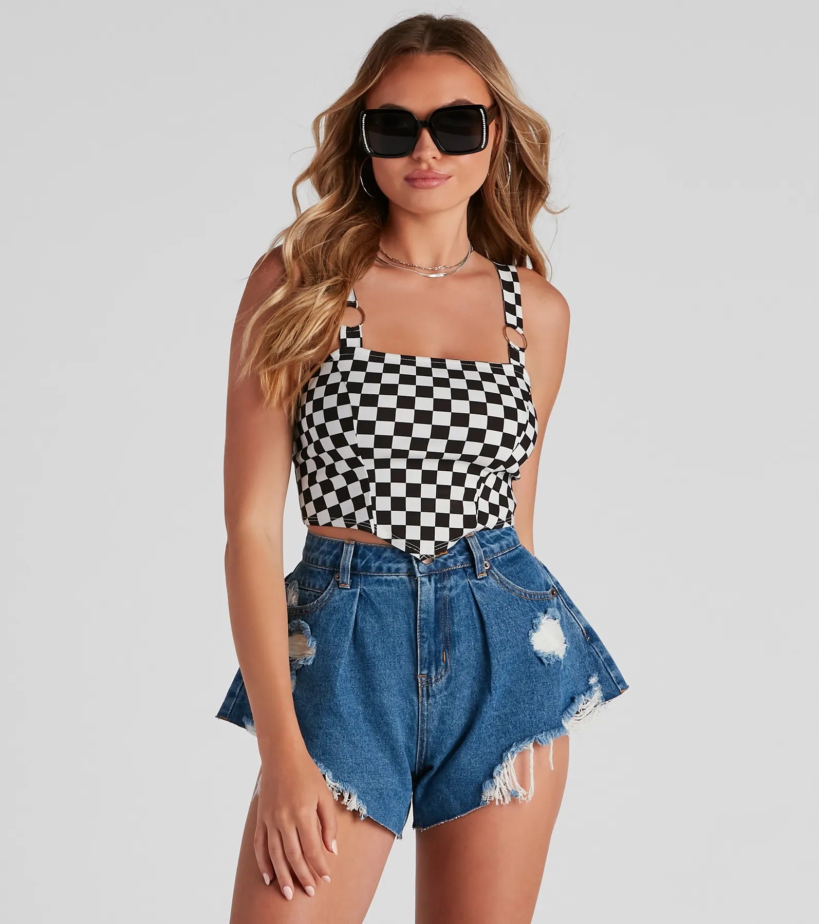 Finish The Race Checkered Tank Top adorable tank top