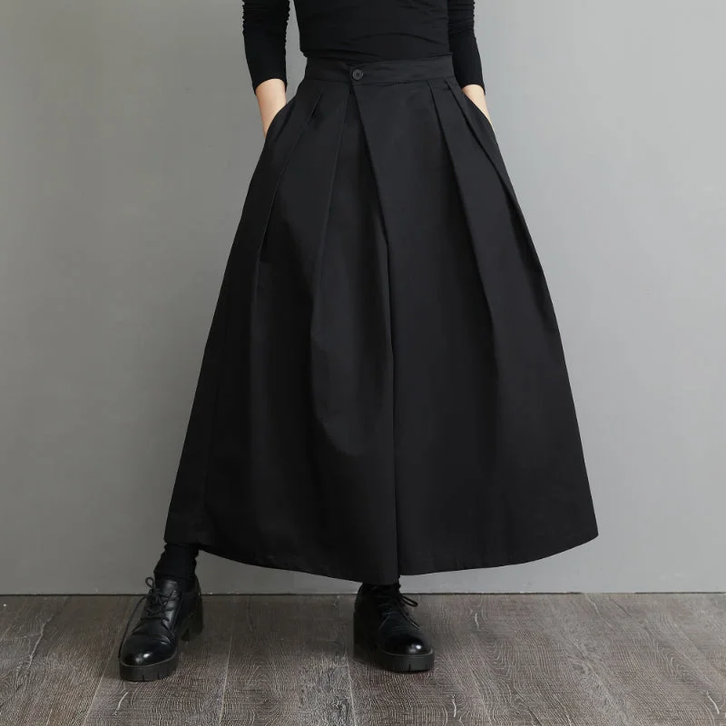 Pleated Black Wide Leg Pants Classic Flared Pants