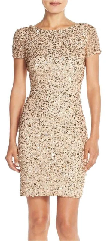 Adrianna Papell AP041900220 Short Sleeve Cocktail Party Dress Tunics Long Elegant