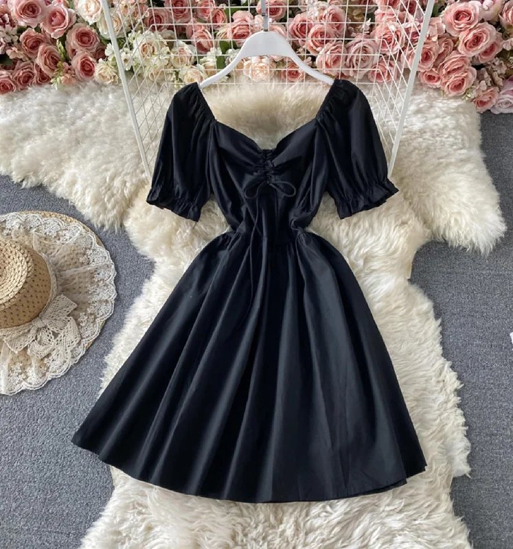 Black A line short dress party dress  715 Tunics Stylish elegant