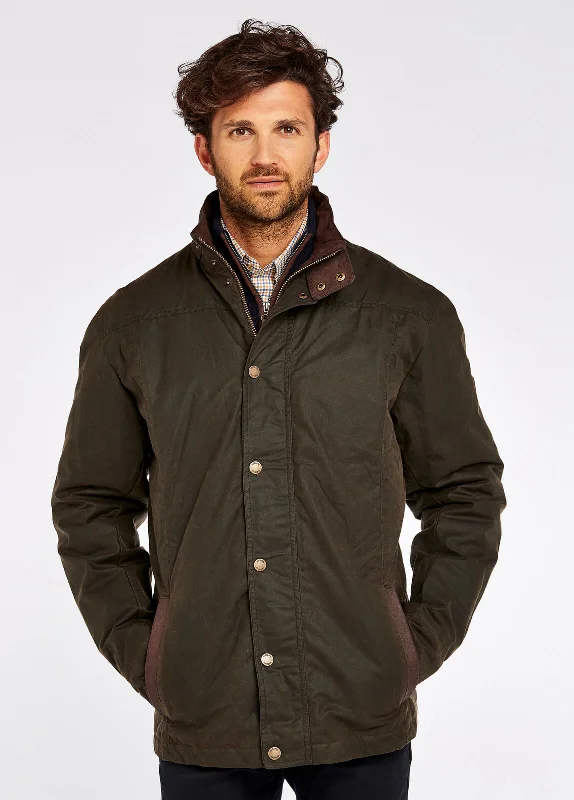 Dubarry Carrickfergus Men's Waxed Jacket A-Line Jacket Boat Neck Shawl Collar
